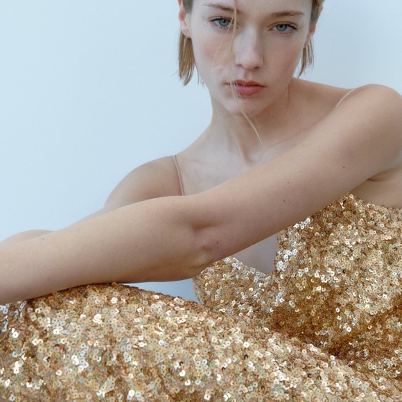 Zara SEQUIN KNIT SLIP DRESS - Picture 4 of 9